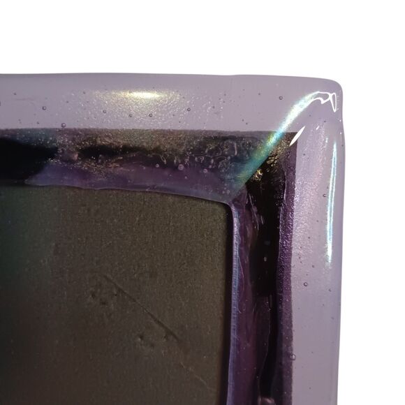Purple Two Toned Art Glass Picture Frame Handmade Signed O'Shea 6"x7 Photo 3.5x5 - Picture 7 of 13